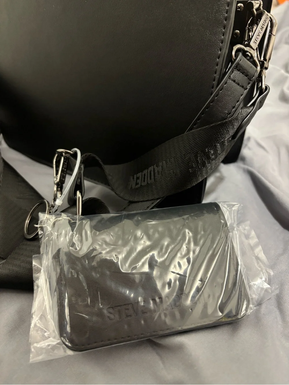 Steve Madden Black Halloween Satchel with Removable Strap